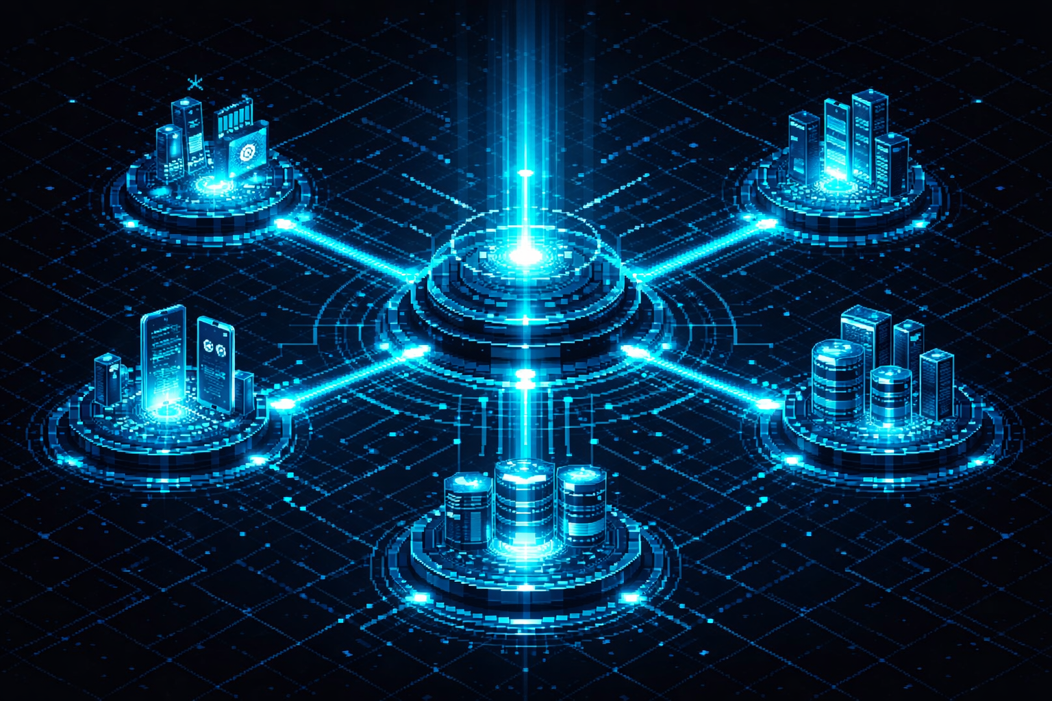 futuristic corporate ecosystem