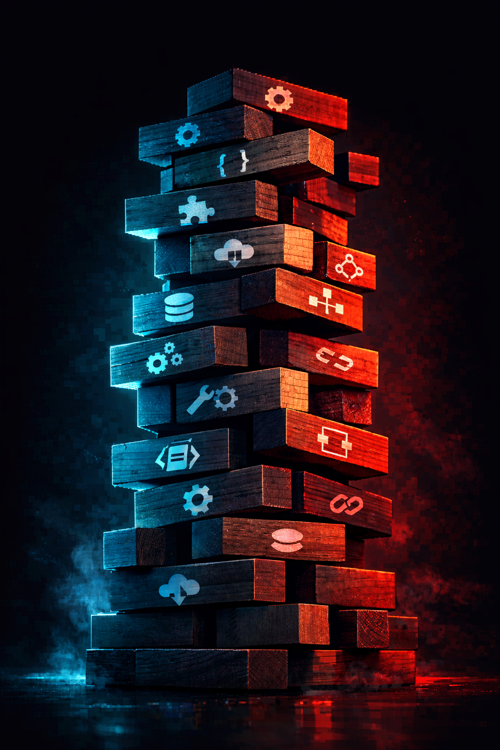 conceptual jenga tower